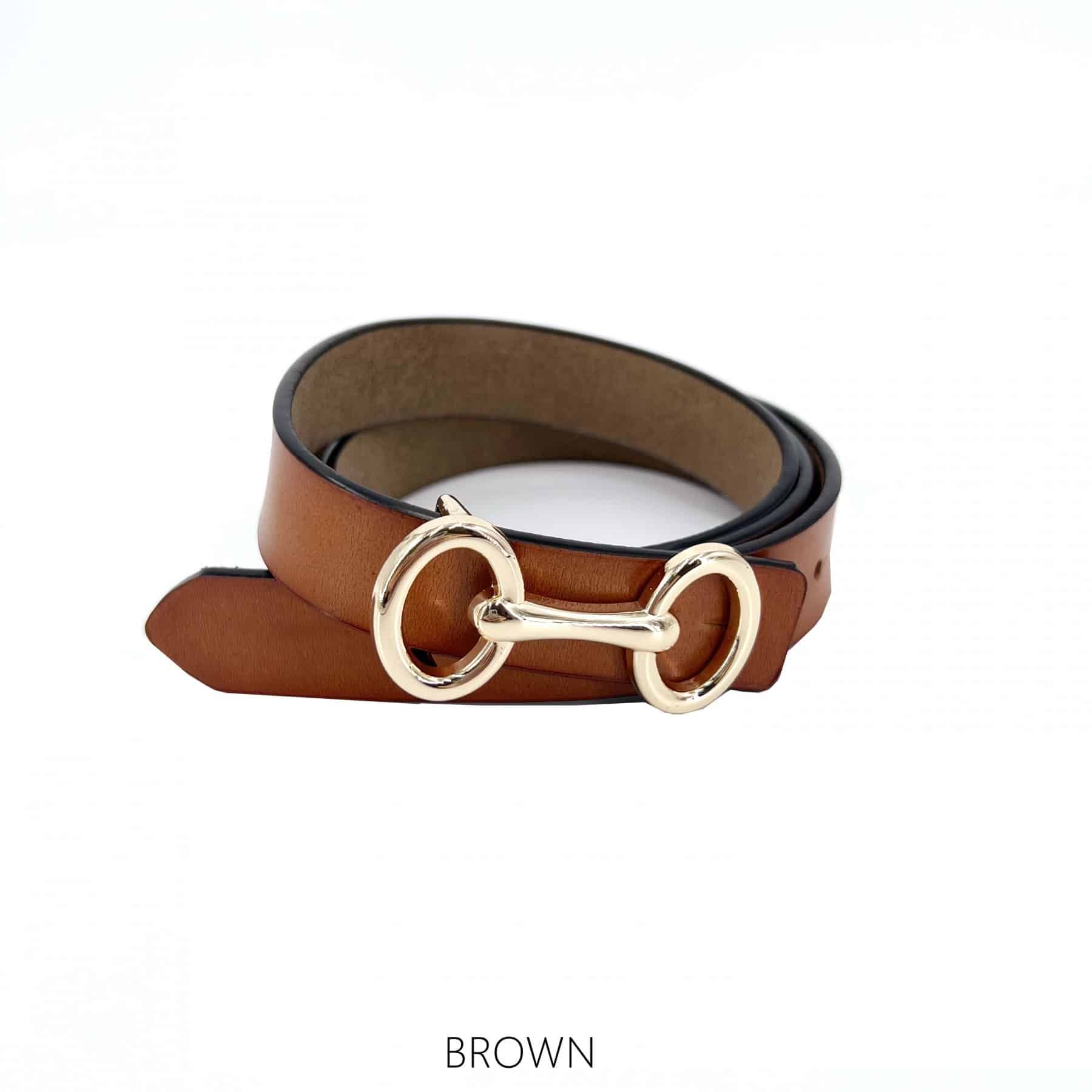 Slim Belt, Oak Leather - Gold Snaffle image 0