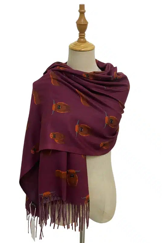 Highland Buffalo Print Wool Blend Scarf image 0