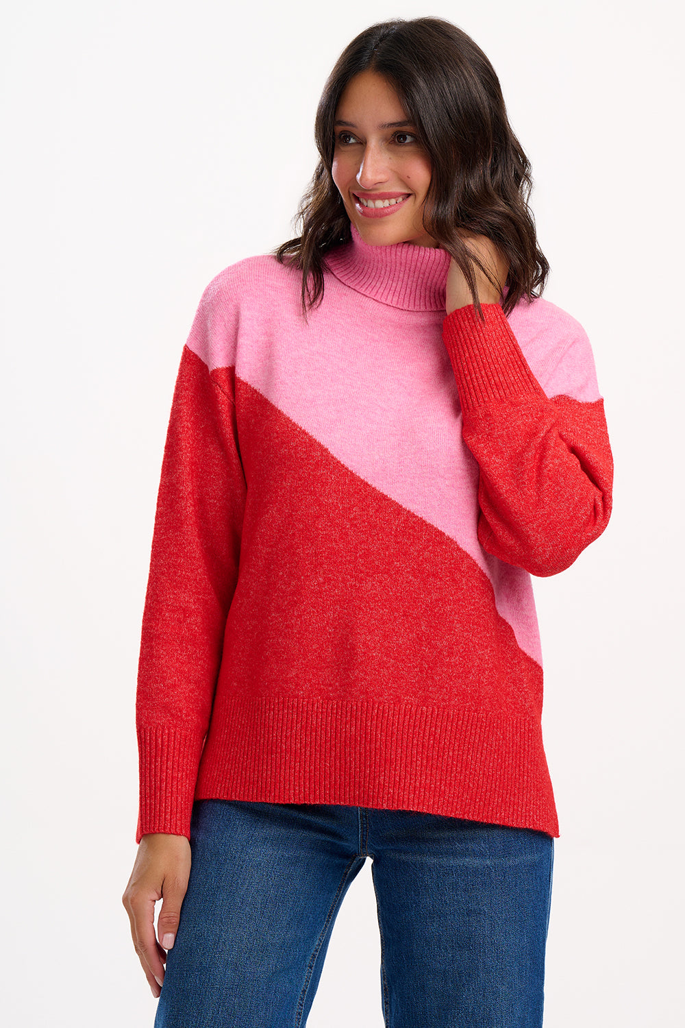 Winona Roll-Neck Jumper, Pink/Red image 0