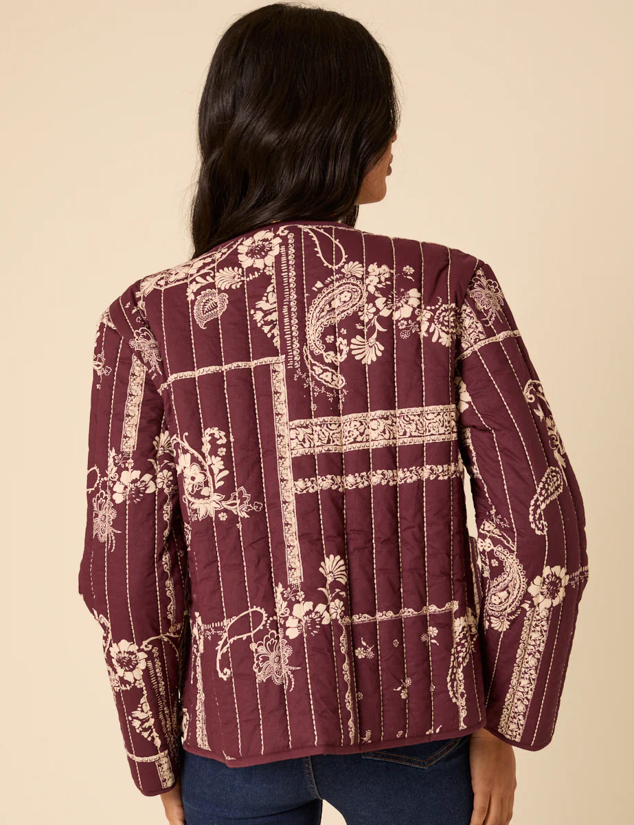 Julia Reversible Quilted Jacket, Floral Burgundy image 3