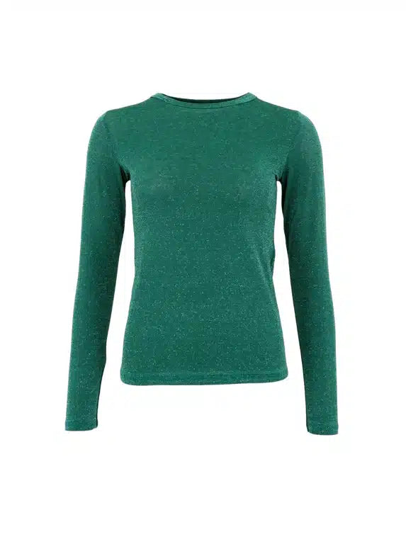 Faye Lurex Long-Sleeved Top, DarkGreen colour image 0