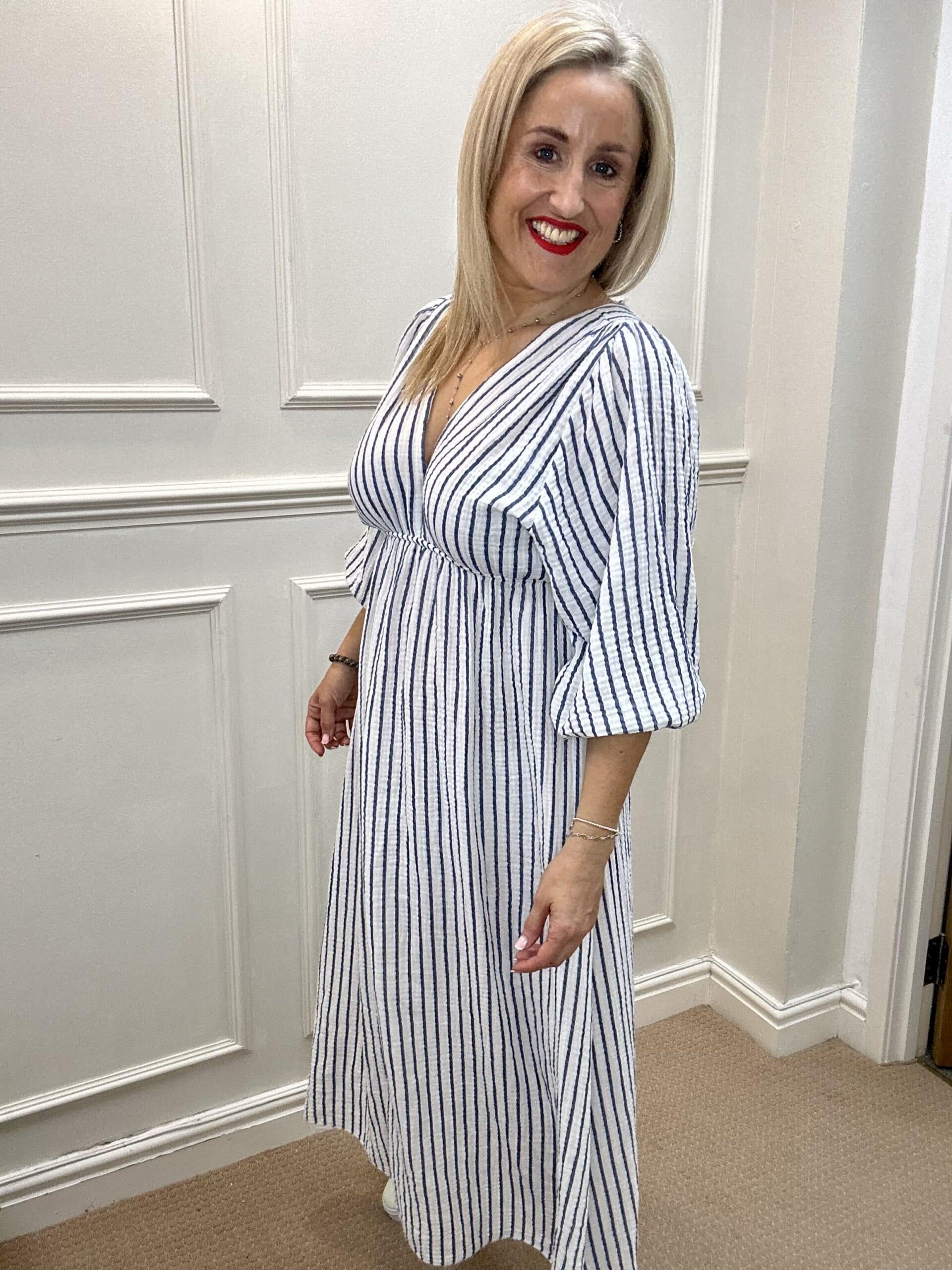 Kitty Dress, Navy Stripe image 2