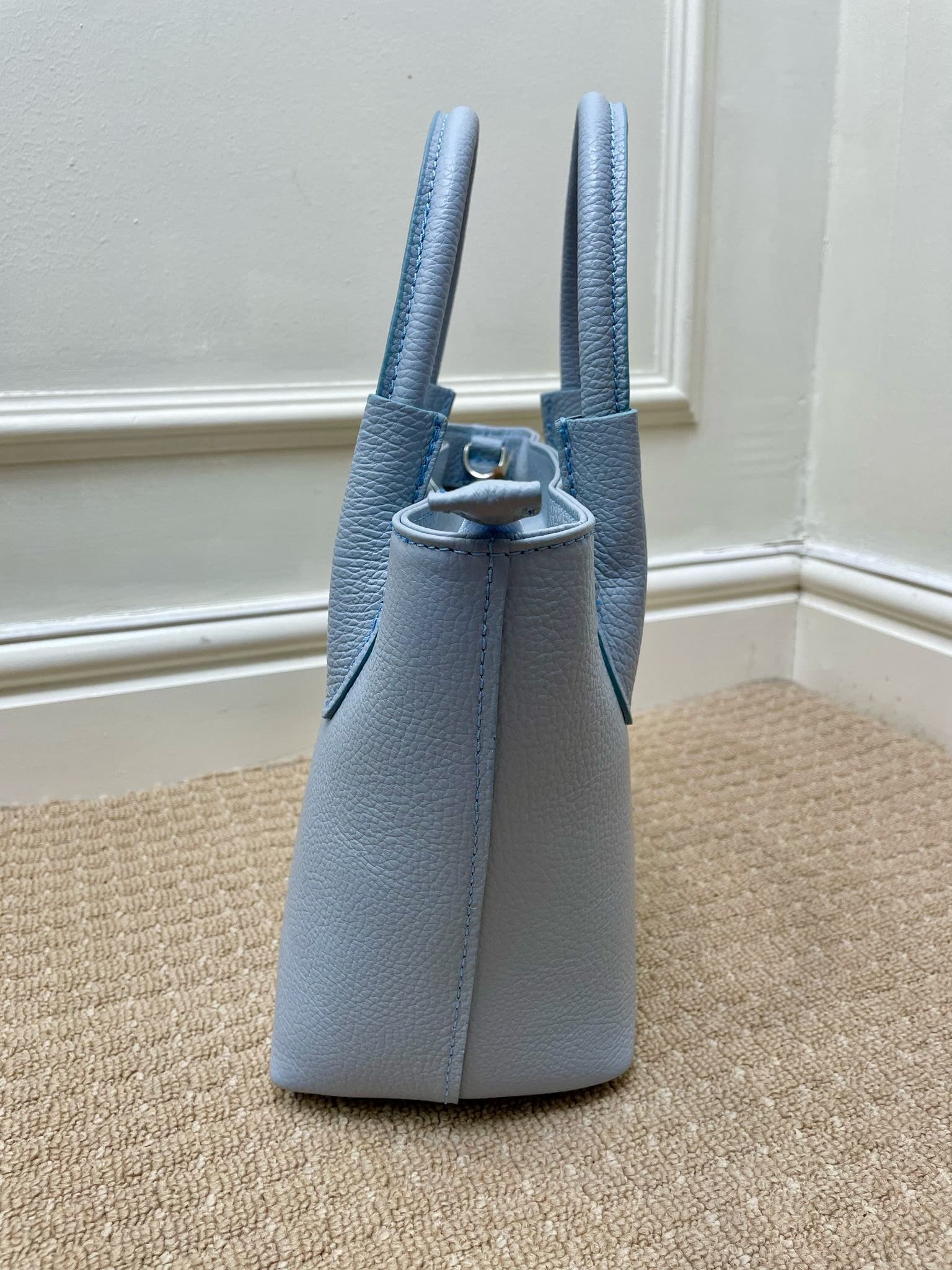 Melanie Mini Bucket Bag, Soft Blue - full grain leather image 3