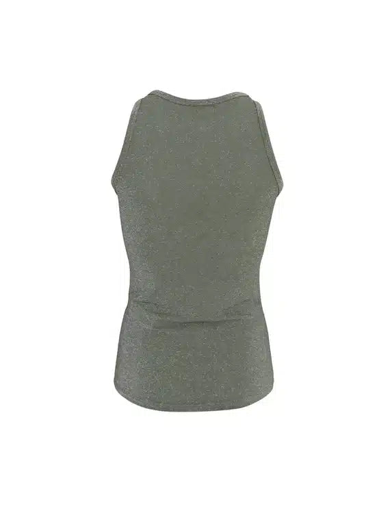 Faye Lurex Vest Top, Olive colour image 2
