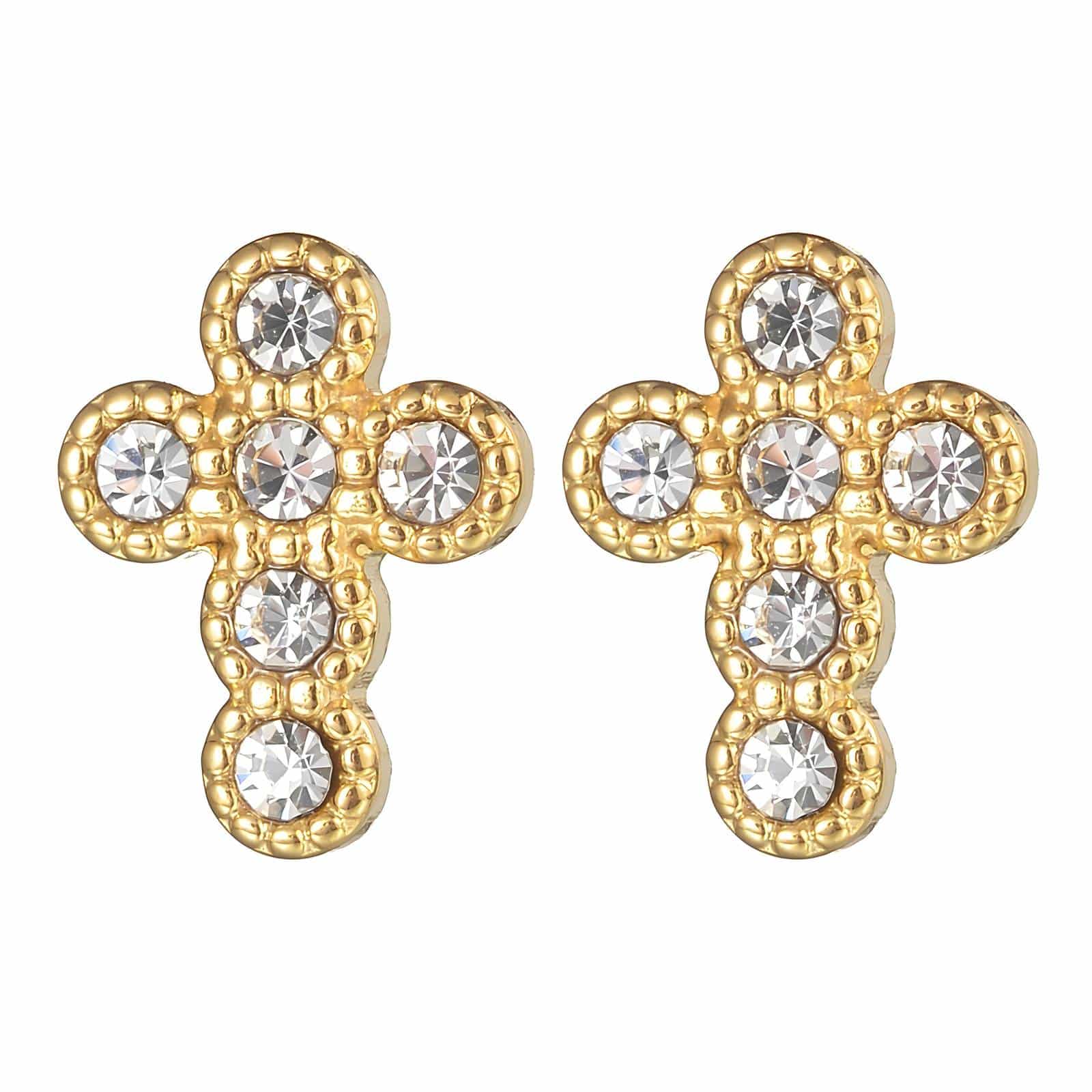Gold-Plated Cross Stud Earrings image 0