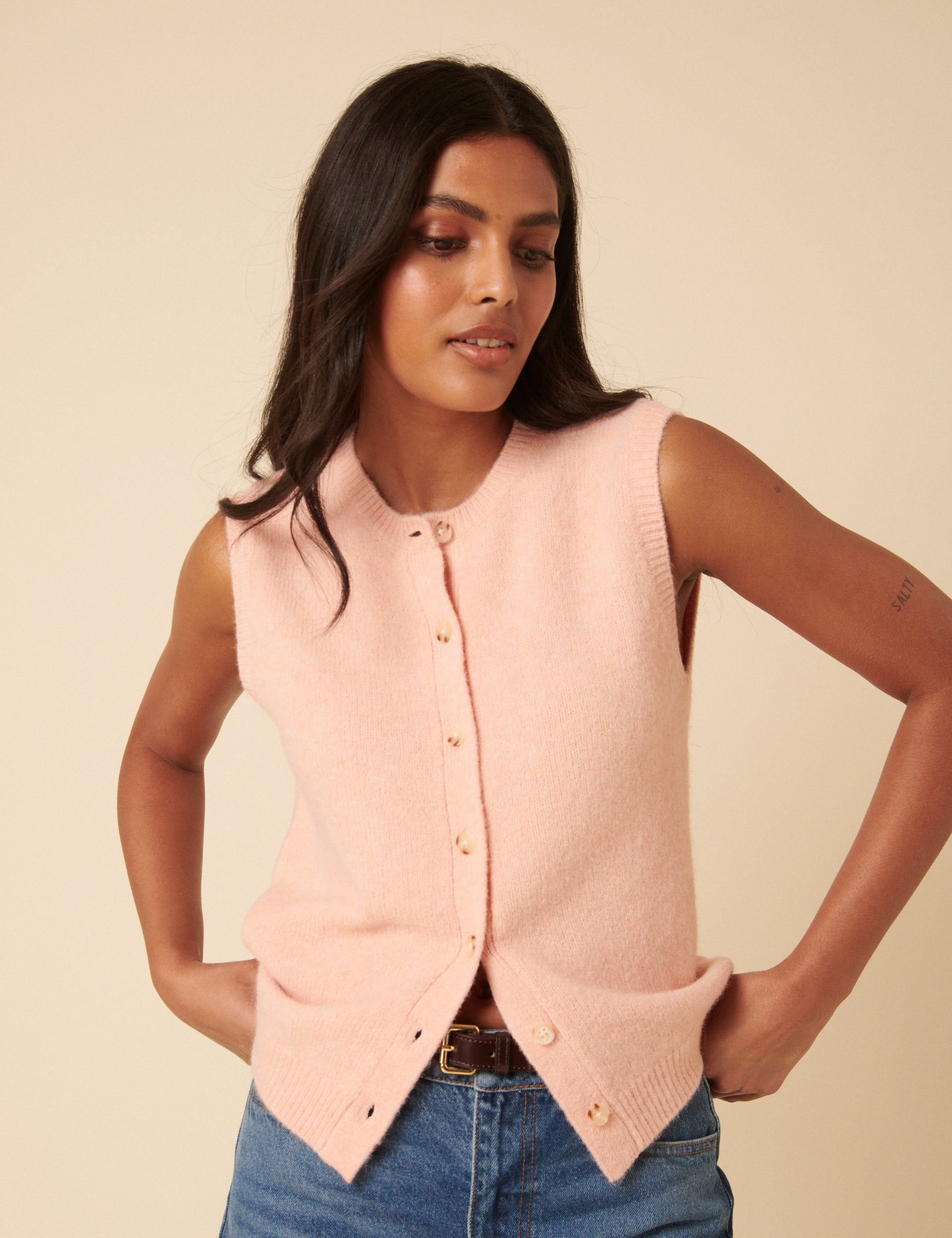 Sadie Knitted Vest, Soft Pink image 2