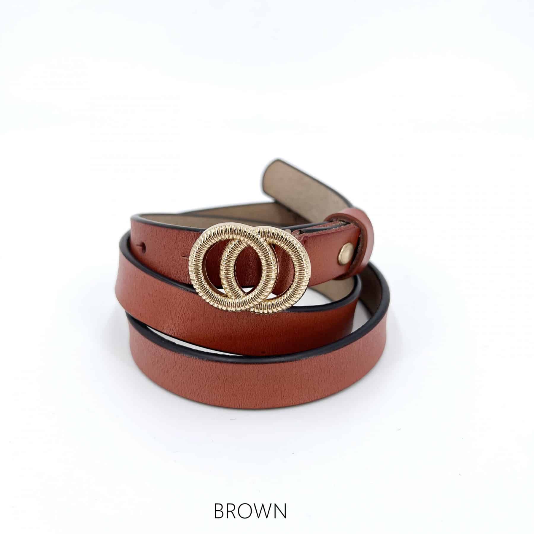 Slim Belt, Oak Leather - Circle Clasp detail image 0