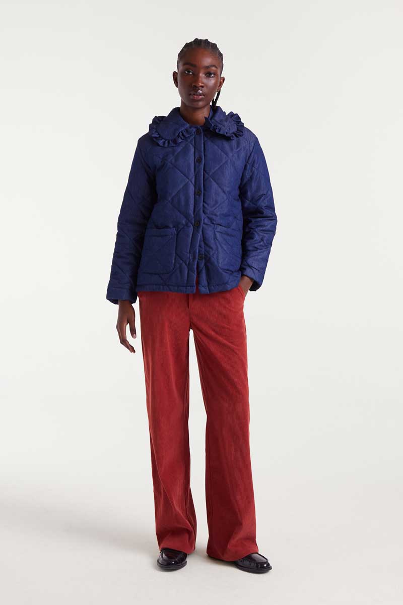 Pilar Chambray Fabric Coat, Blue image 3