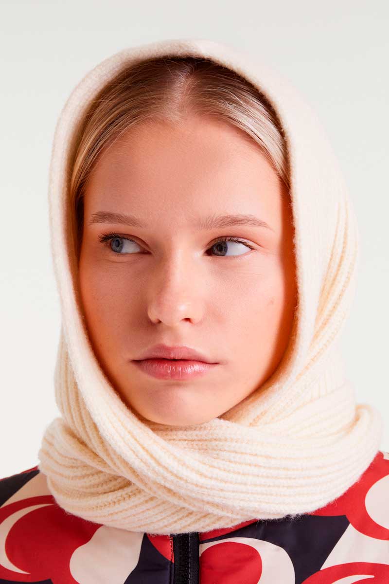 Leandra Wrap-Around Hood Scarf , Off-White image 0