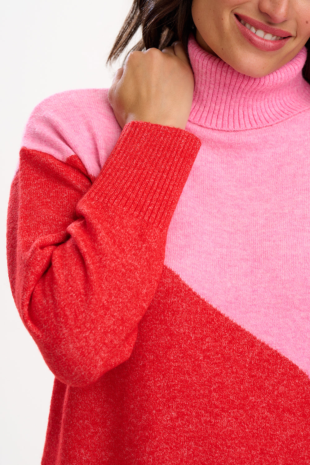 Winona Roll-Neck Jumper, Pink/Red image 1