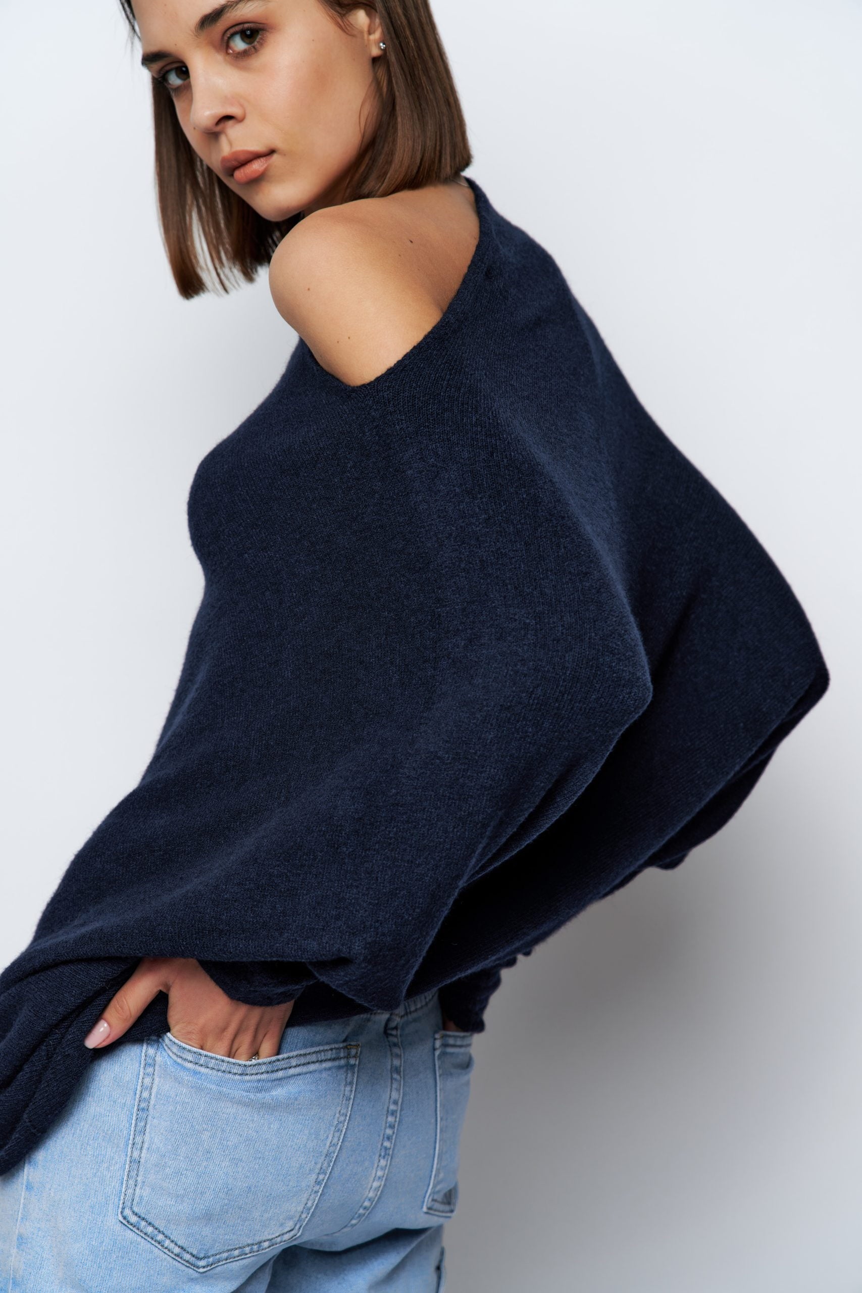 Asymmetric Knit, Navy image 1