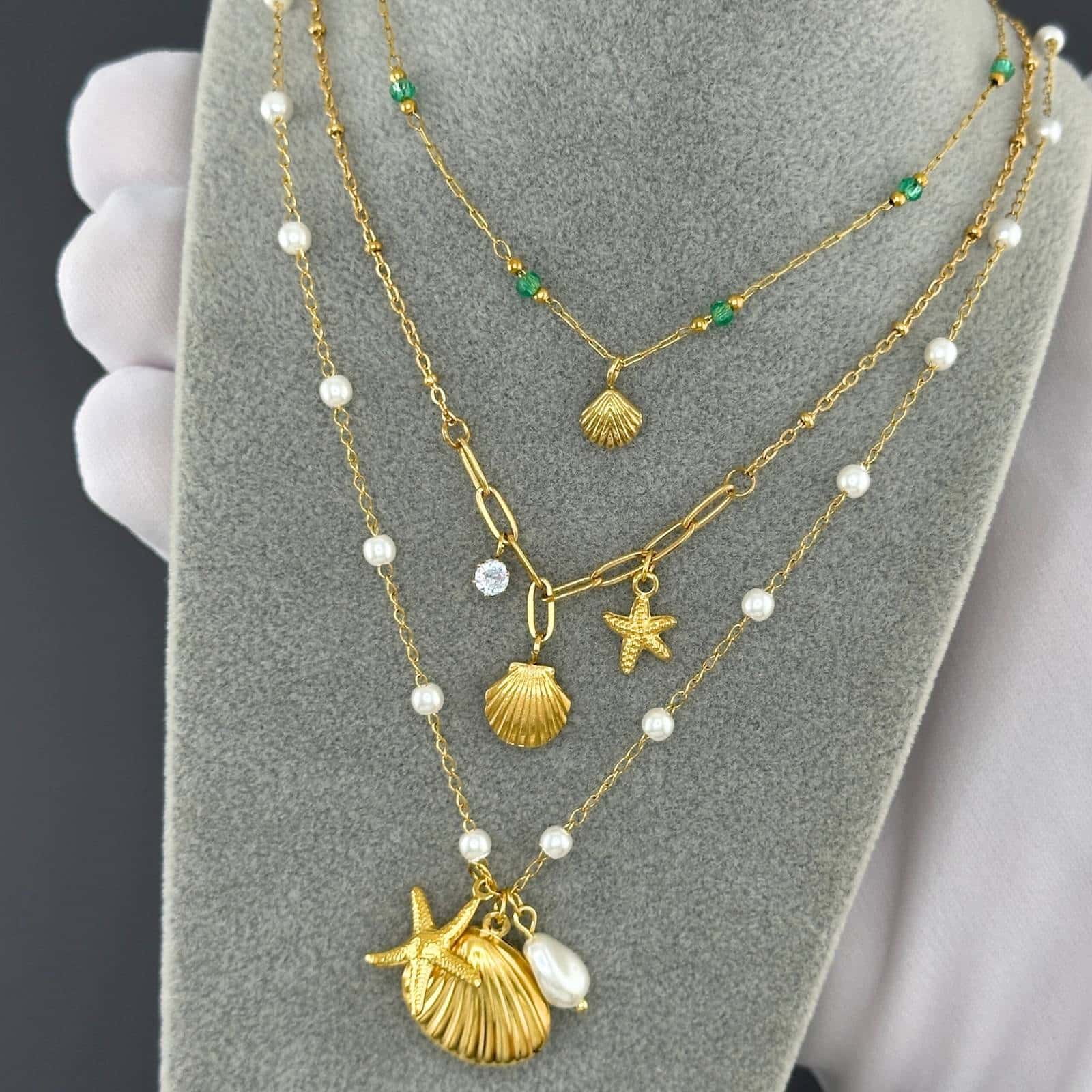 Gold-Plated Beach Charm Necklace image 1