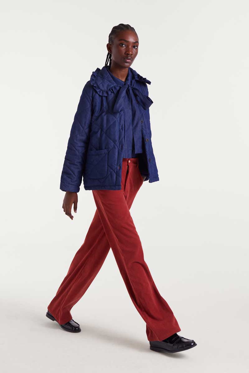 Pilar Chambray Fabric Coat, Blue image 4