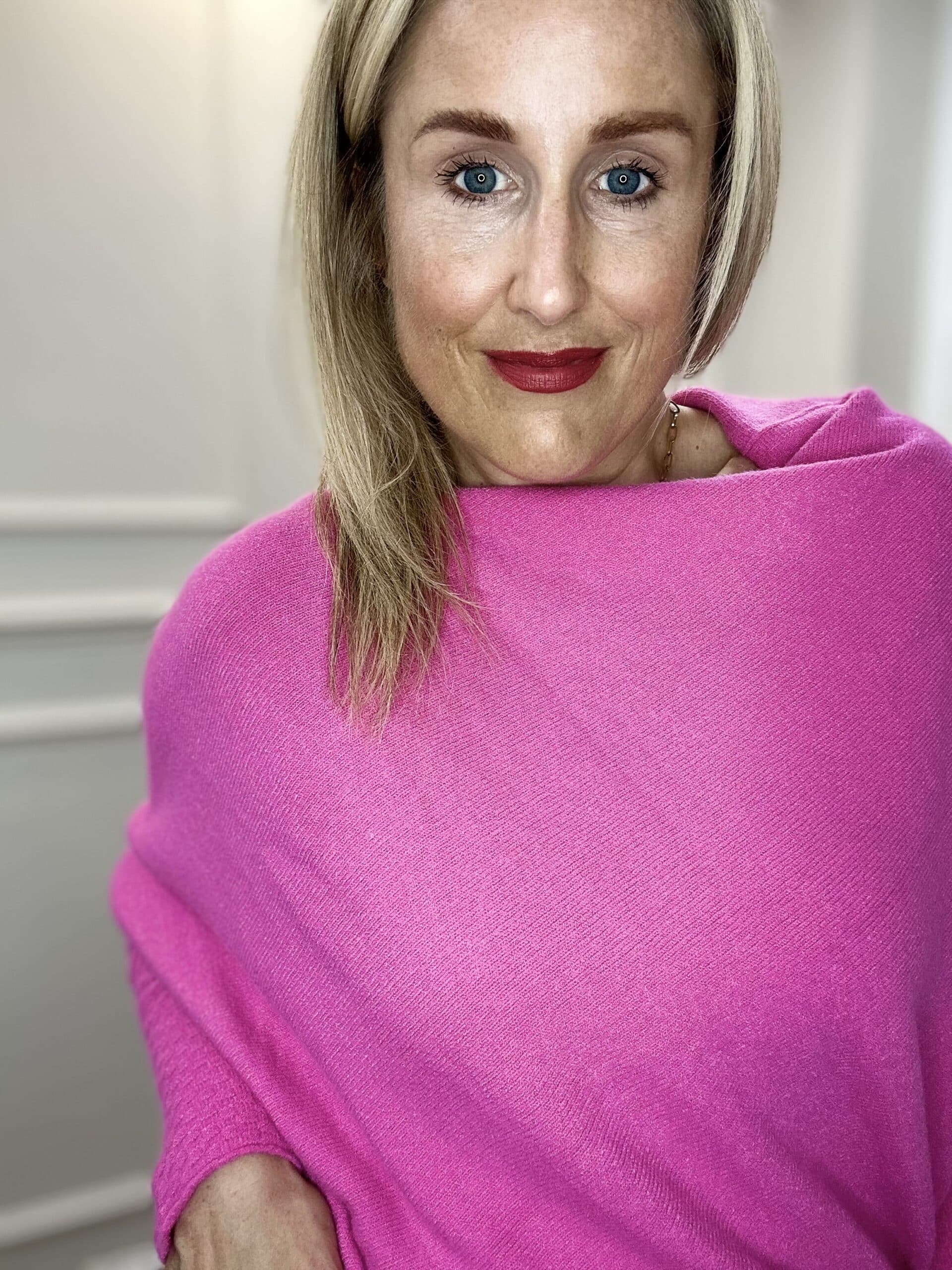 Asymmetric Knit, Cerise image 1