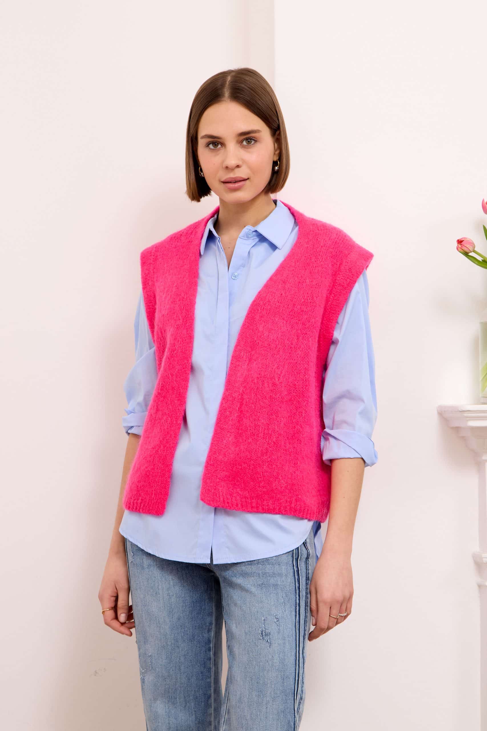 Lora Knitted Vest, Hot Pink image 0