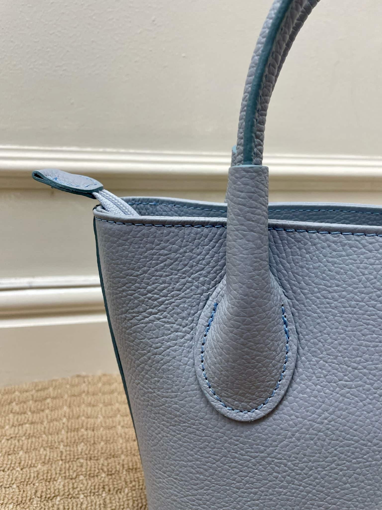 Melanie Mini Bucket Bag, Soft Blue - full grain leather image 1