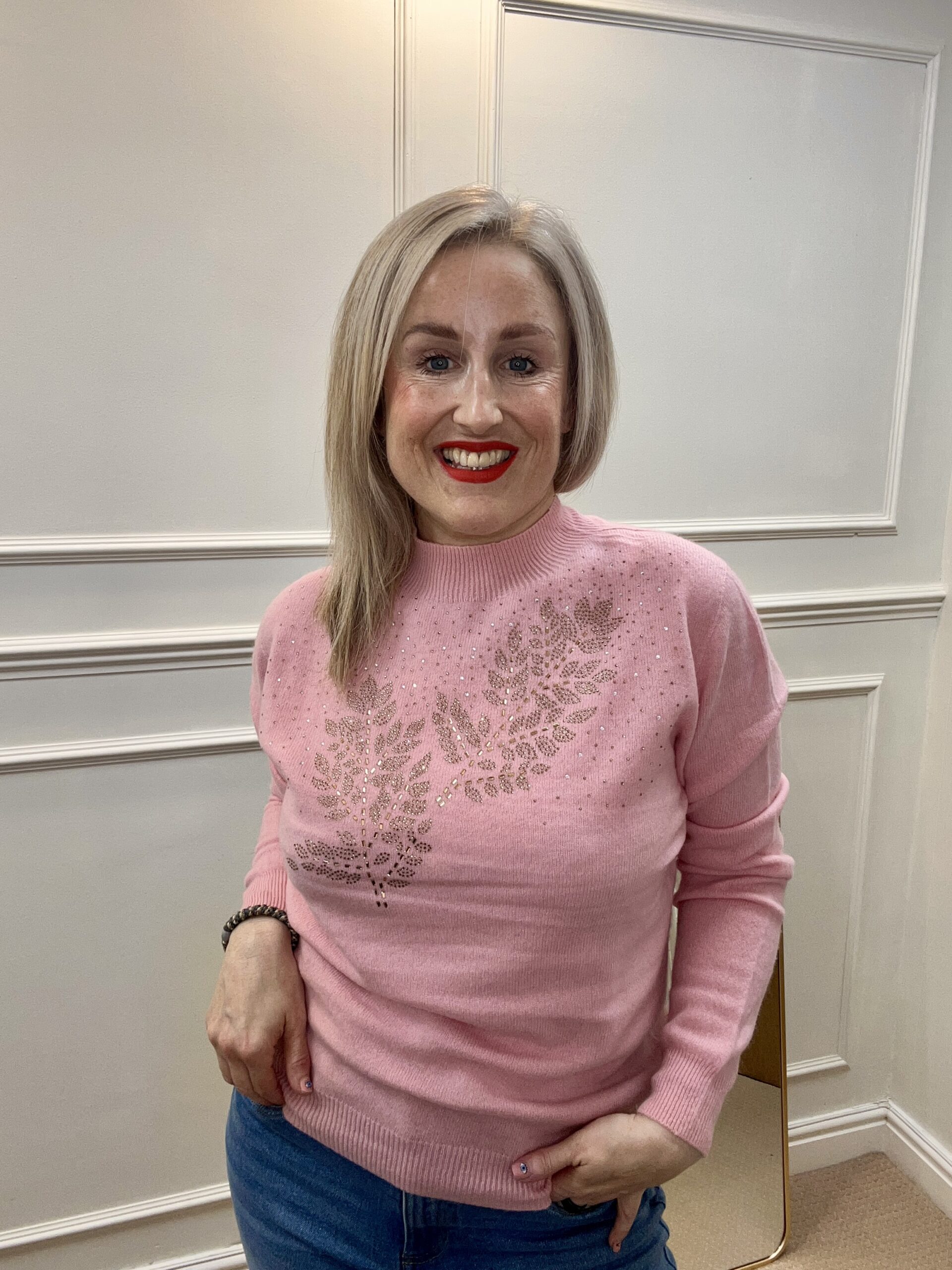 Galia Jumper, Pink with Crystal Embellishment image 0