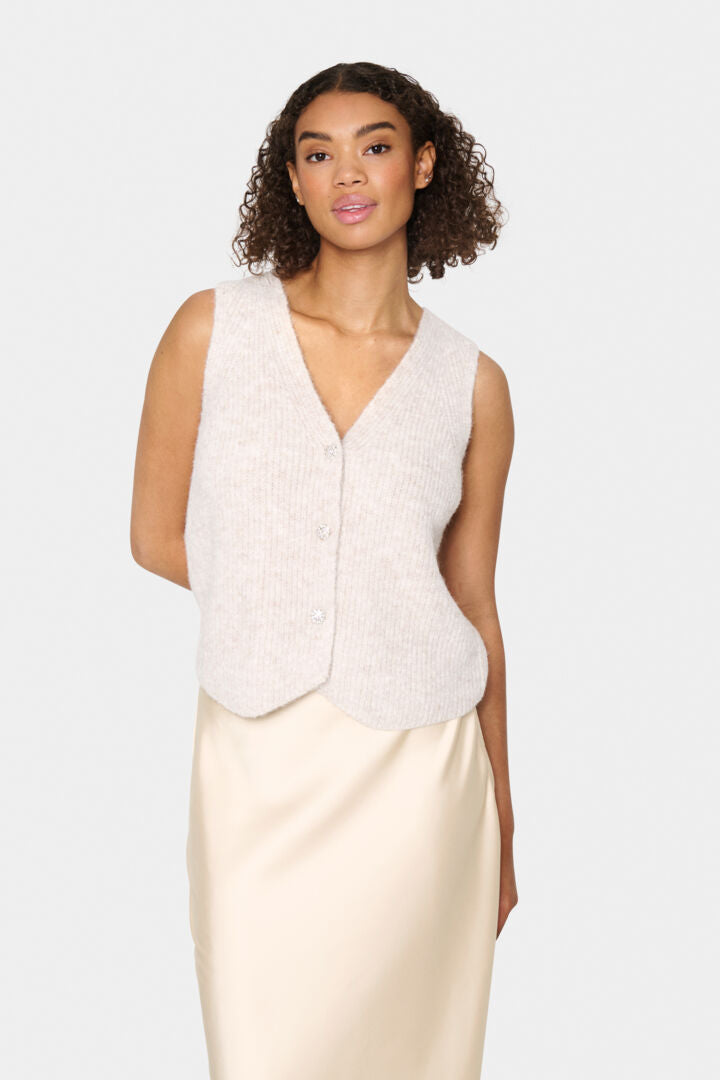 Xenya Knitted Waistcoat, Crystal Grey Melange image 0