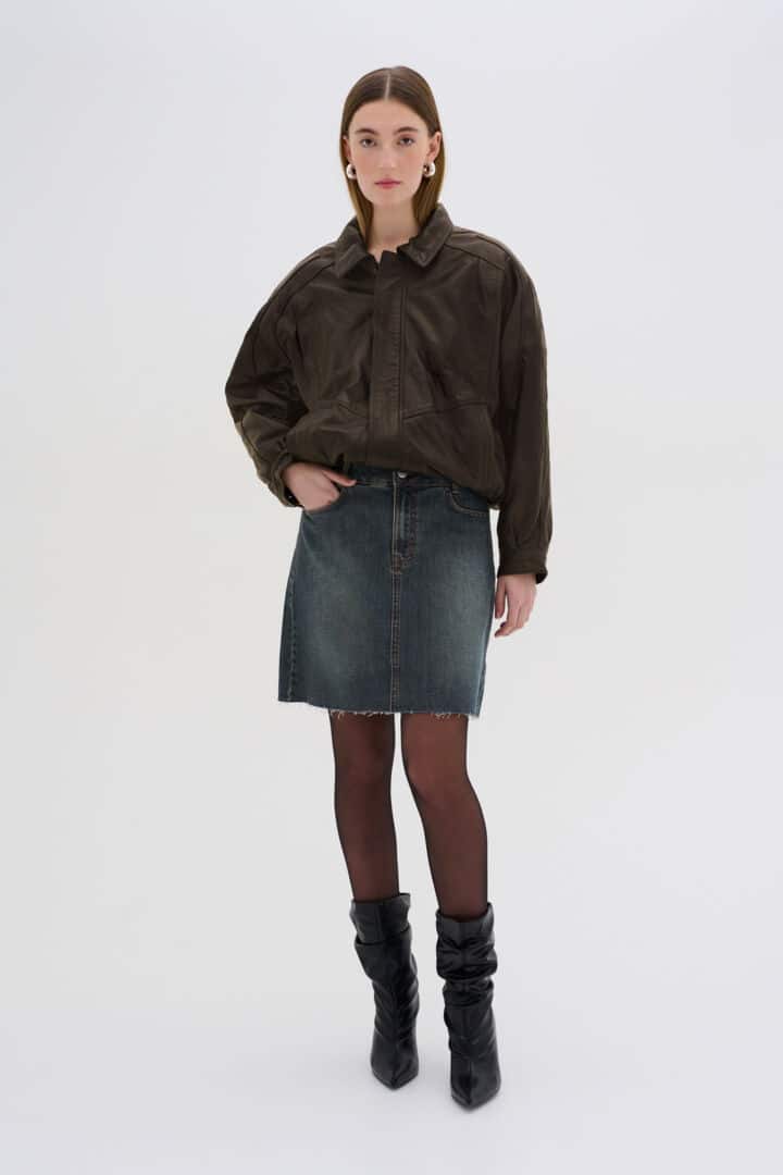 Dango Skirt, Dark Blue - dirty wash image 1