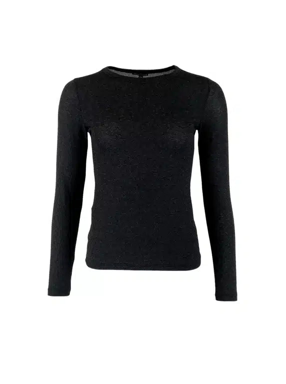 Faye Lurex Long-Sleeved Top, Black colour image 0