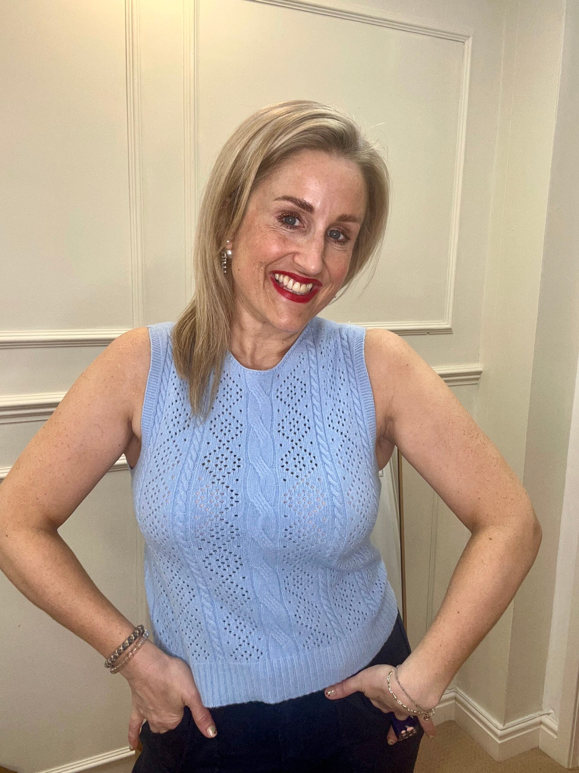 Anya Knitted Vest, Pale Blue image 2