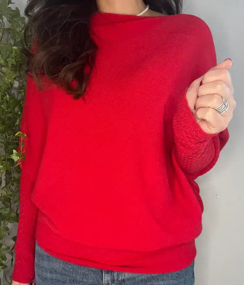 Asymmetric Knit, Red image 3
