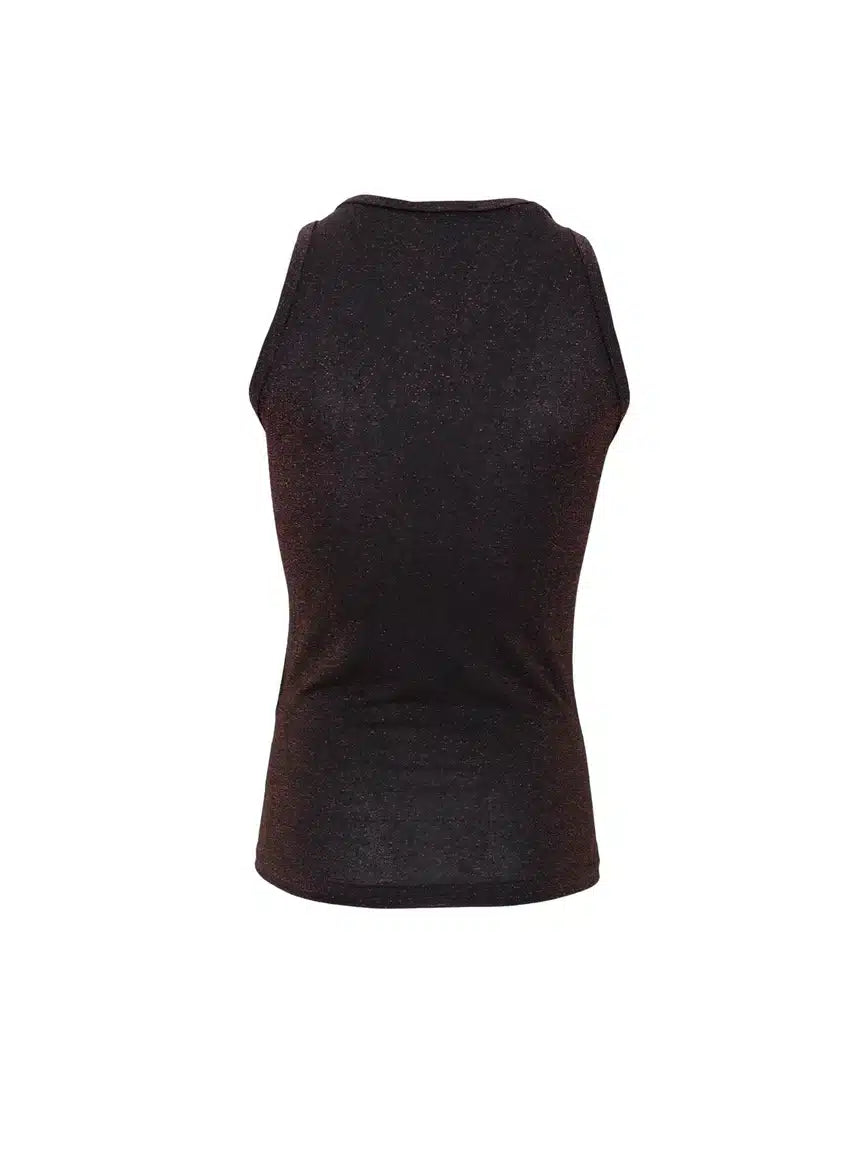 Faye Lurex Vest Top, Black Coffee colour image 2
