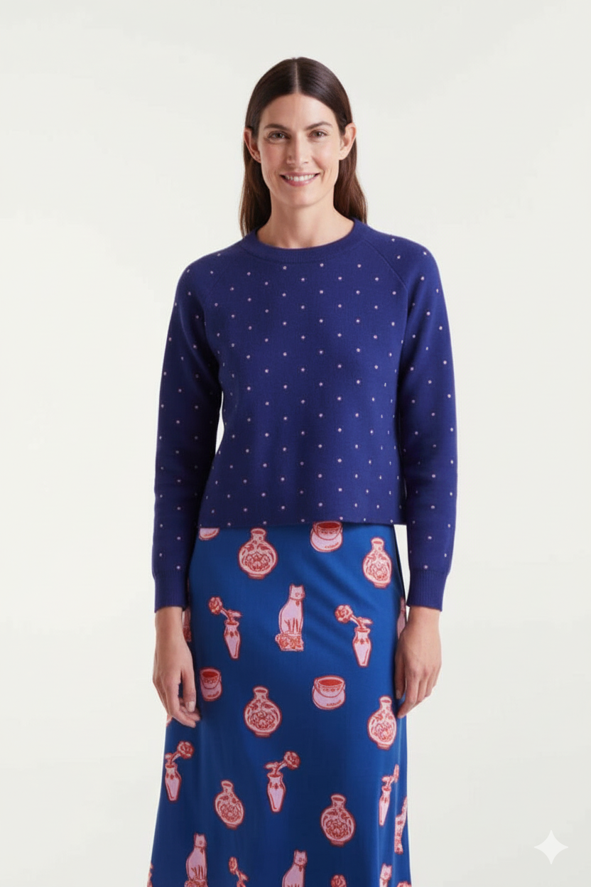 Camila Jumper, Blue & Pink Mini-Dots image 0