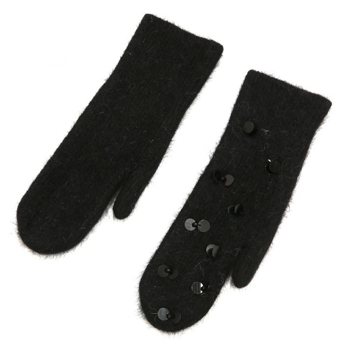 Cosy Sequinned Gloves, Black image 1