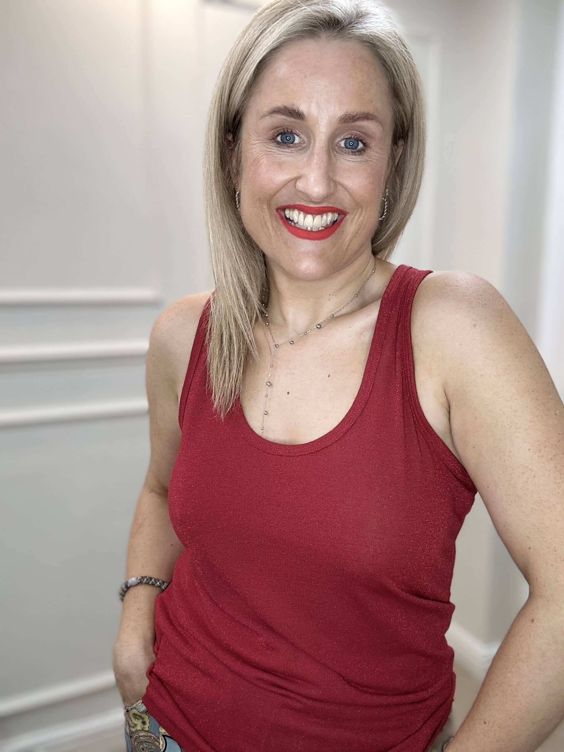 Faye Lurex Vest Top, Red image 0