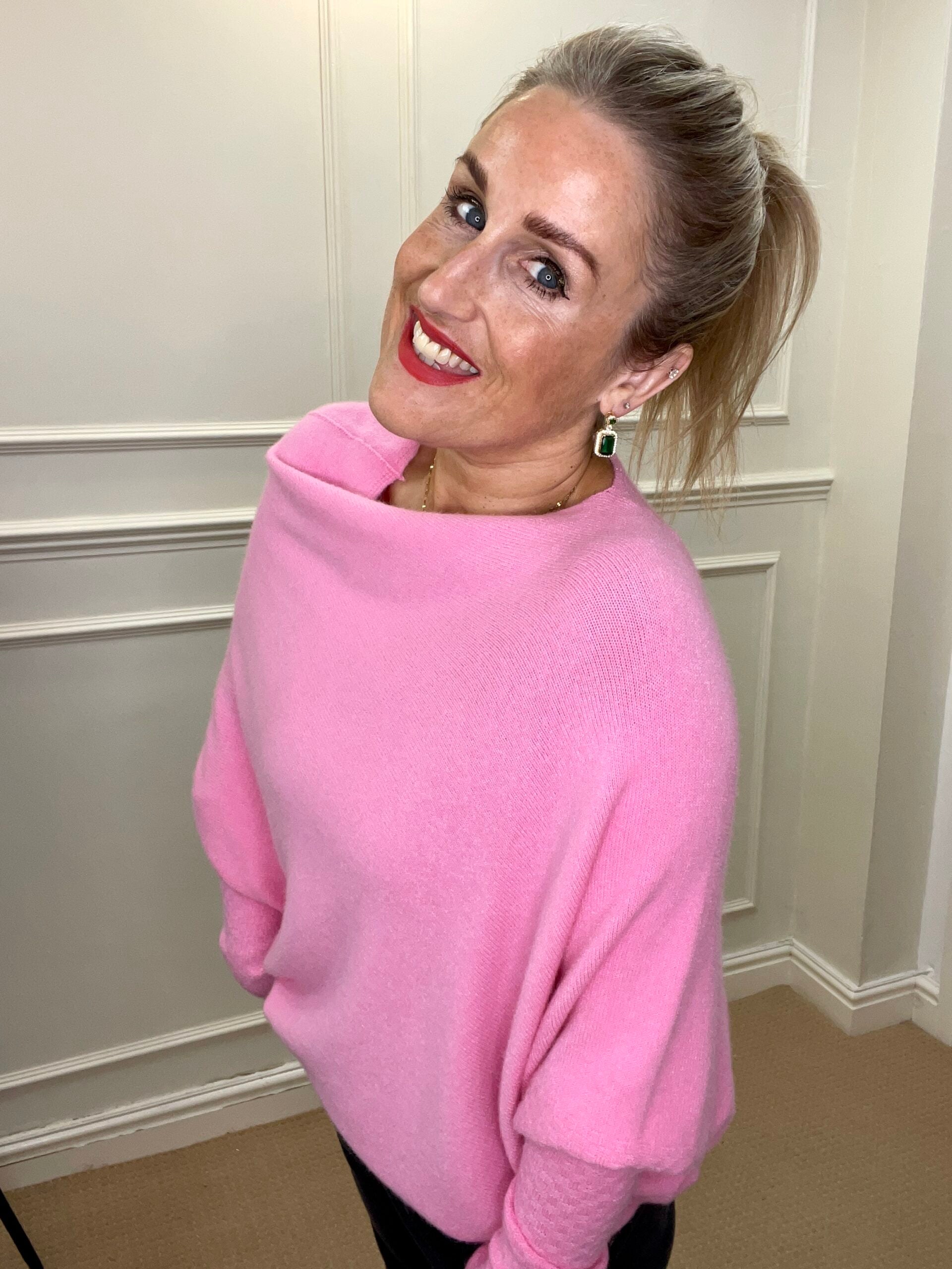 Asymmetric Knit, Barbie Pink image 1