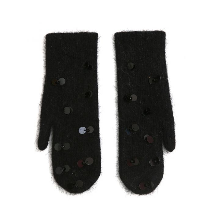 Cosy Sequinned Gloves, Black image 0