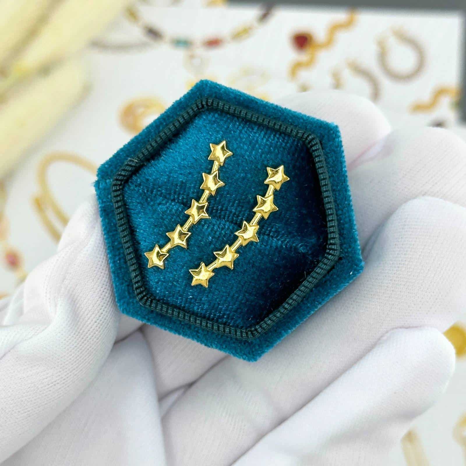 Gold-Plated Star Crawler Earrings image 1