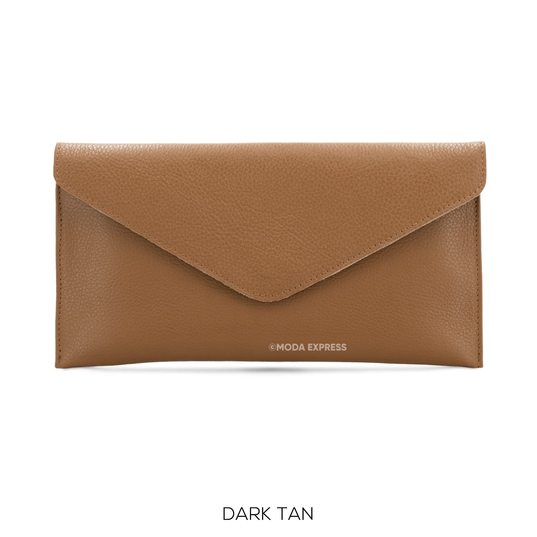 Leather Envelope Clutch Bag, Dark Tan image 0