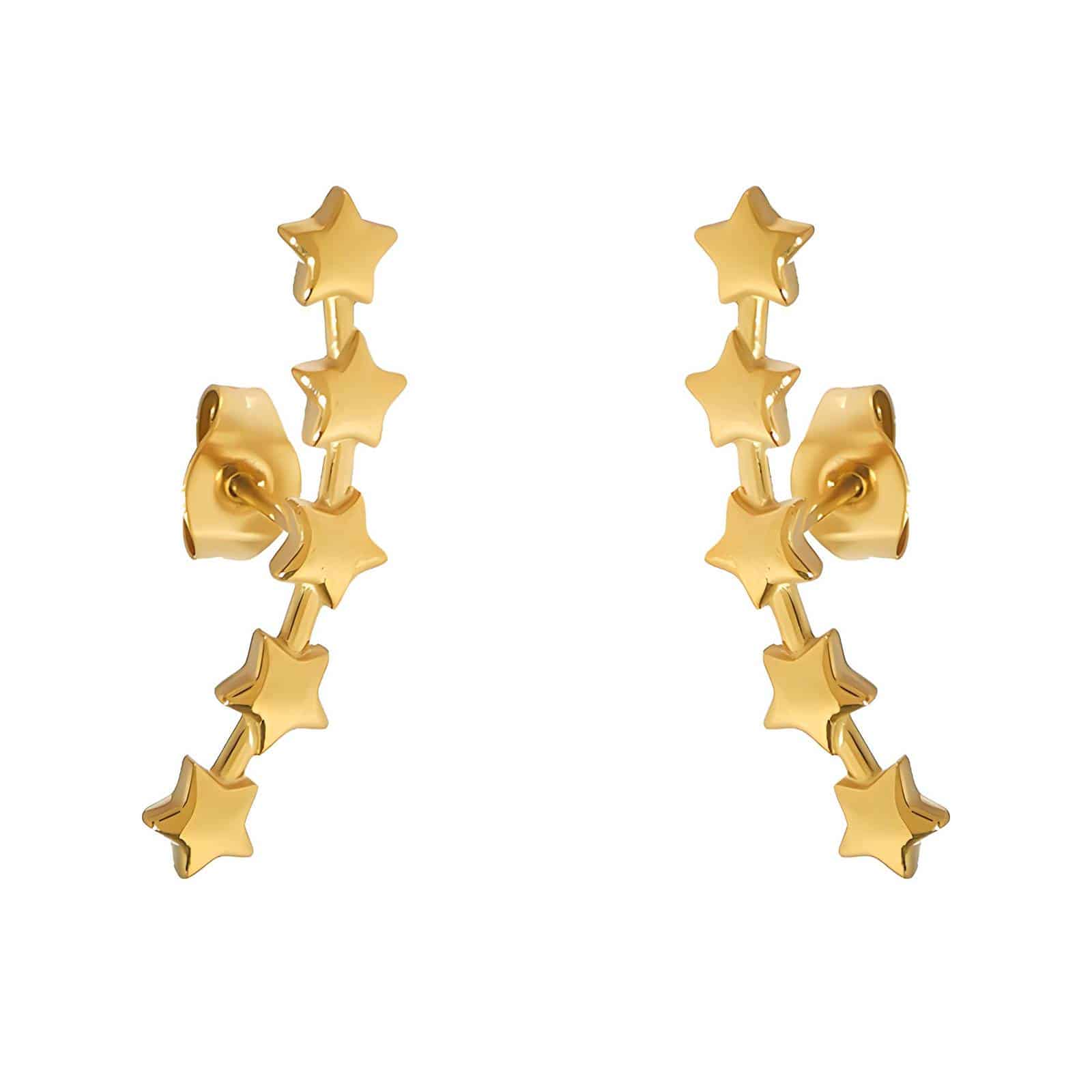 Gold-Plated Star Crawler Earrings image 0
