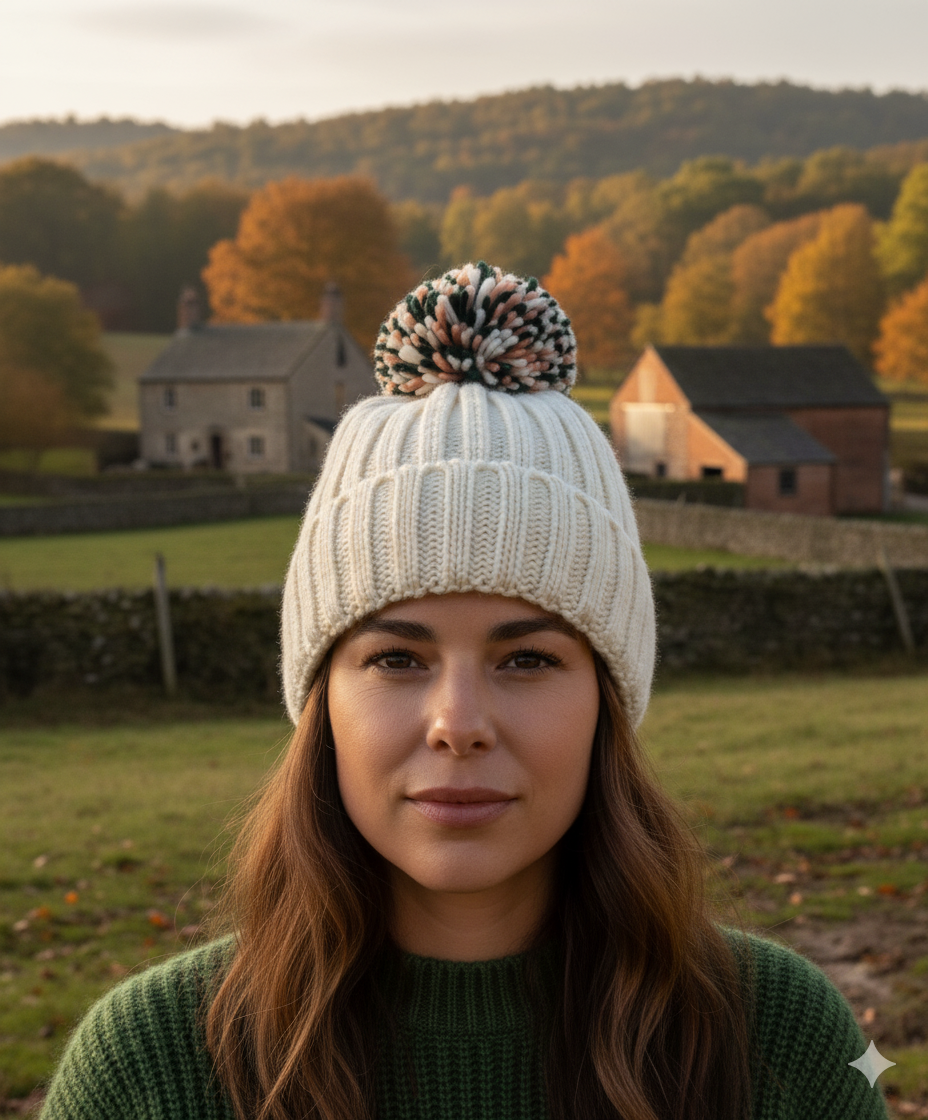 Hygge Pompom Hat, Off-White image 0