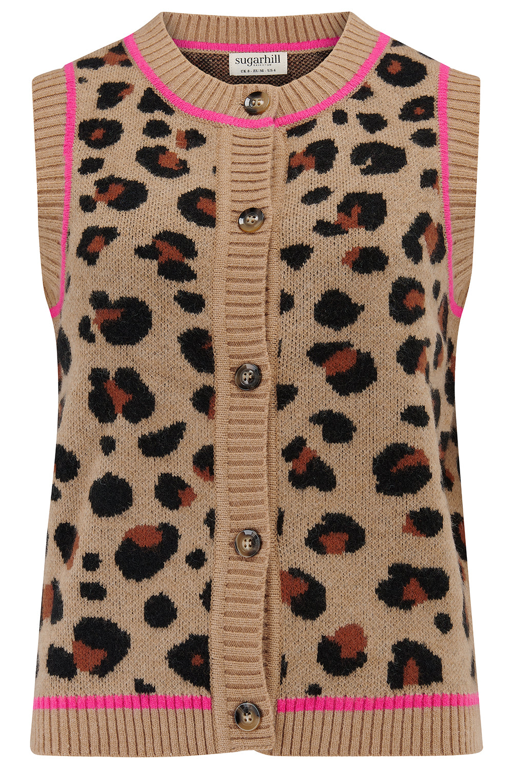 Natalie Knitted Waistcoat, Tan/Black, Natural Leopard image 4
