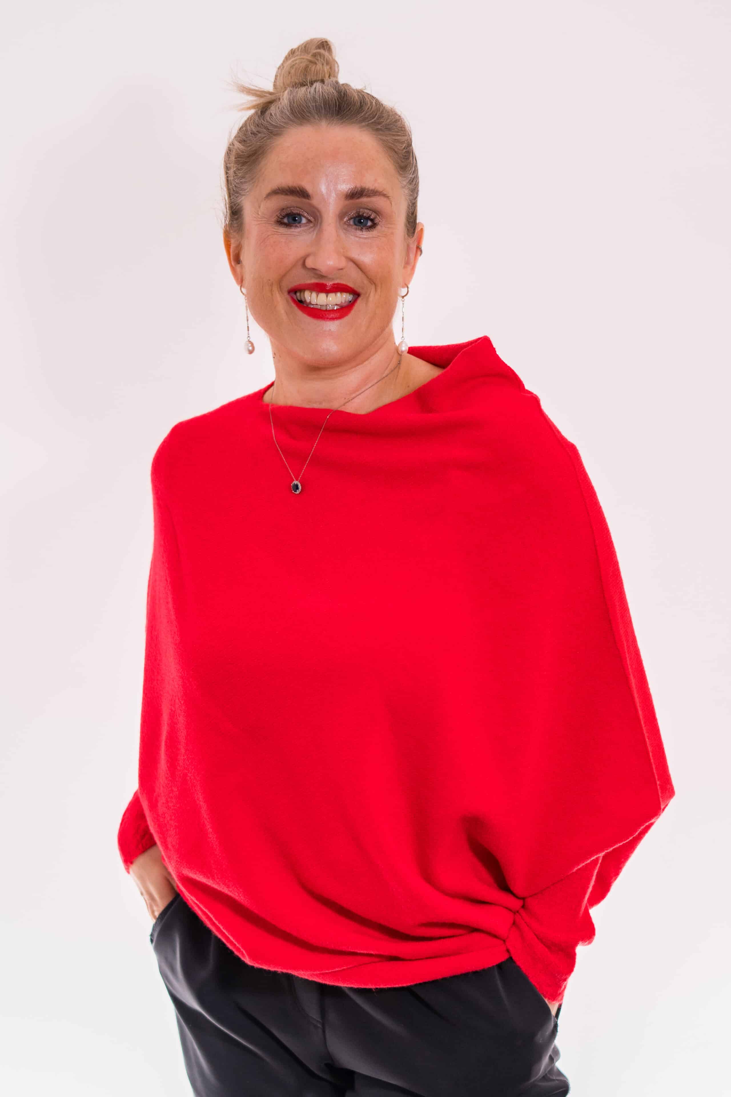 Asymmetric Knit, Red image 1