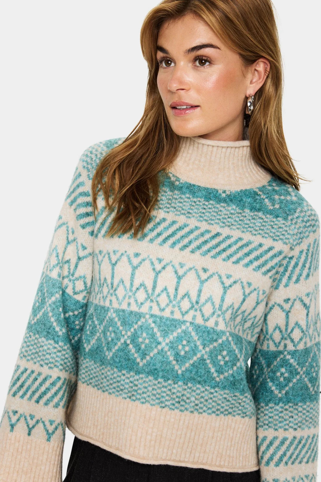 Micha Rollneck Pullover, Aqua Haze Melange image 1