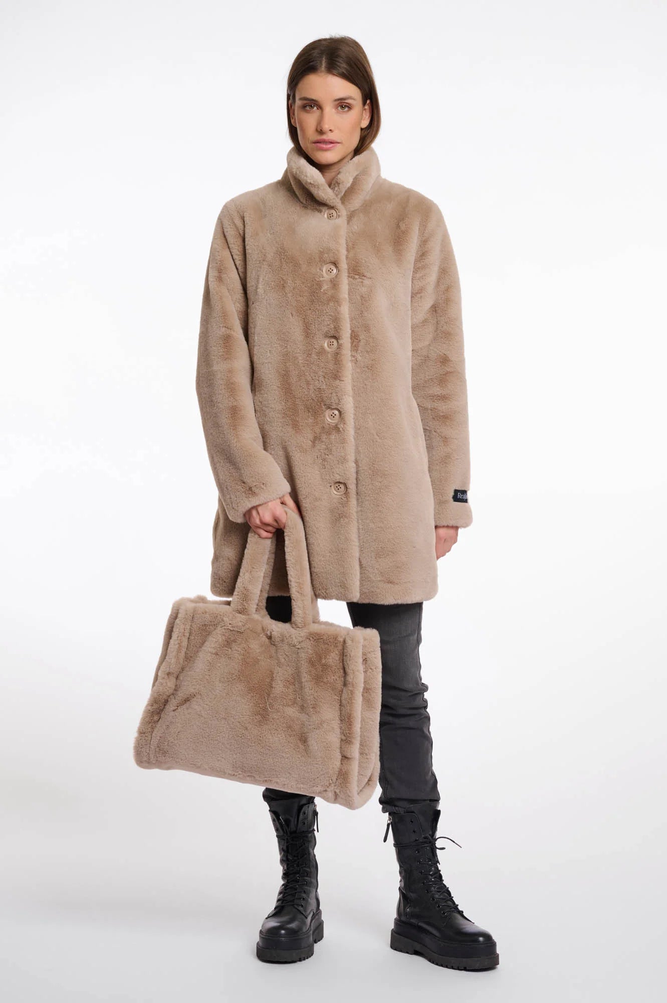 Daan Faux Fur Big Shopper Bag, Oat image 0