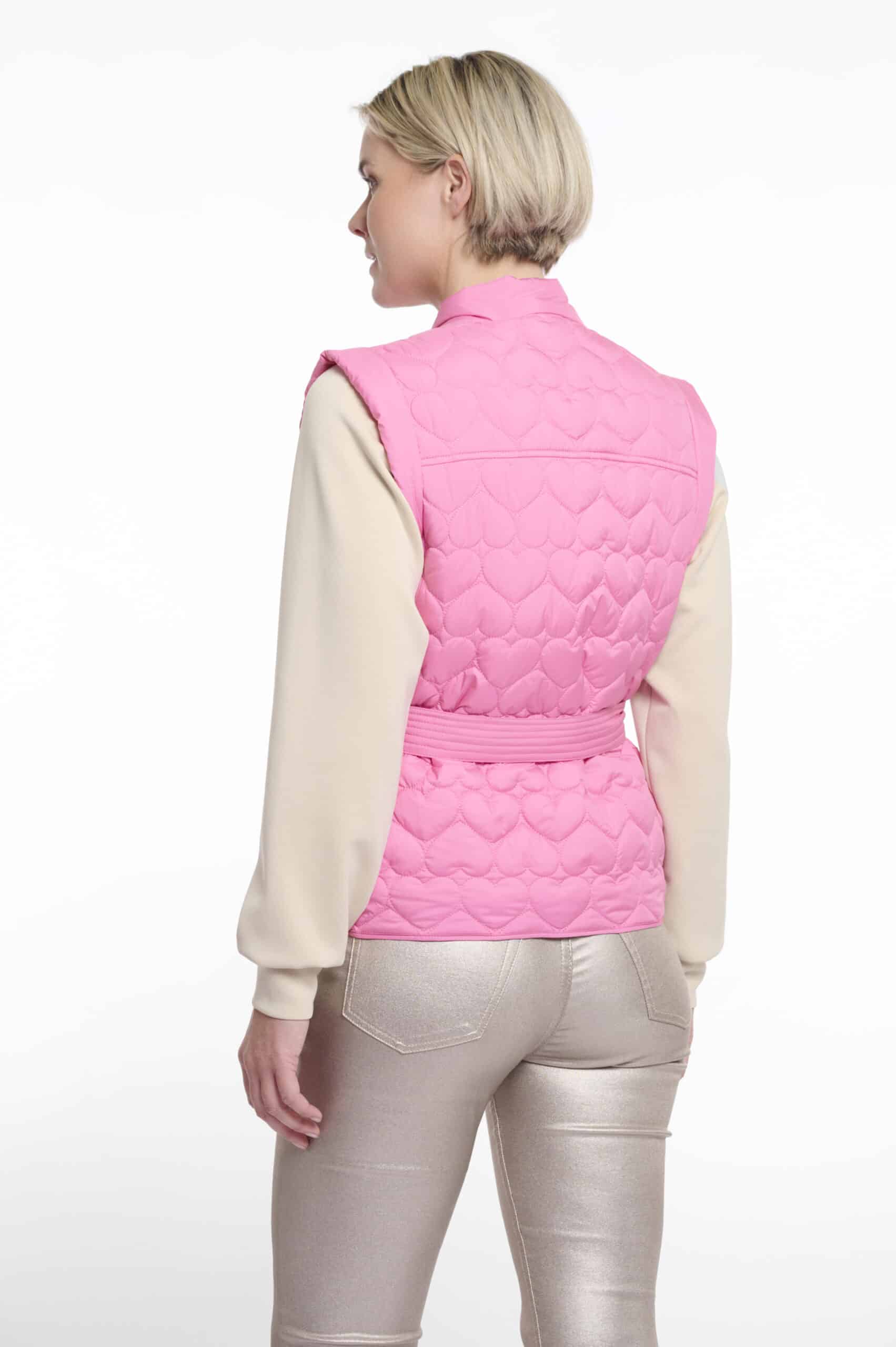 Doria Quilted Bodywarmer with Belt, Bright Pink image 1