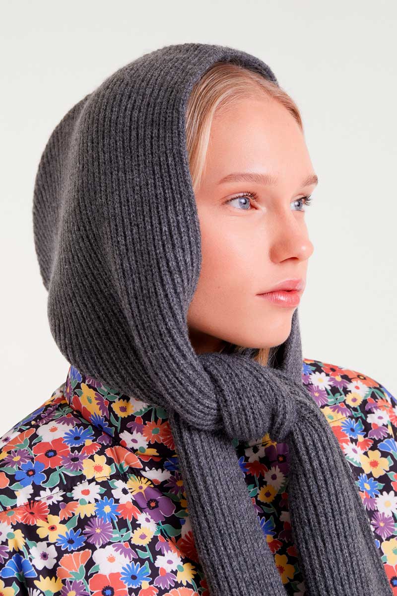 Leandra Wrap-Around Hood Scarf , Grey image 1