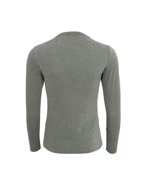 Faye Lurex Long-Sleeved Top, Olive colour image 2