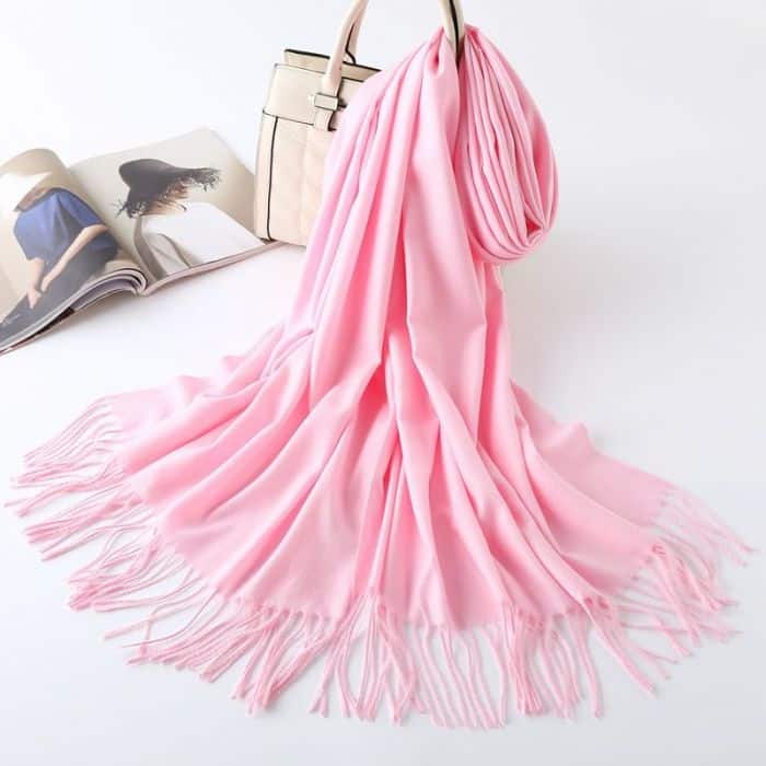 Tasselled Pashmina, Blush Pink image 1