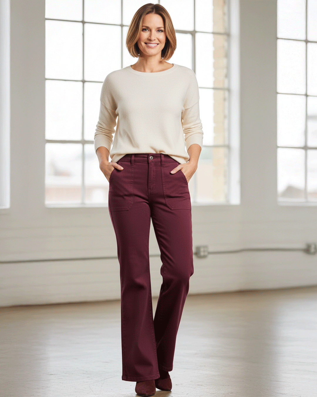 Alder Jean - Wide Leg, Burgundy image 2
