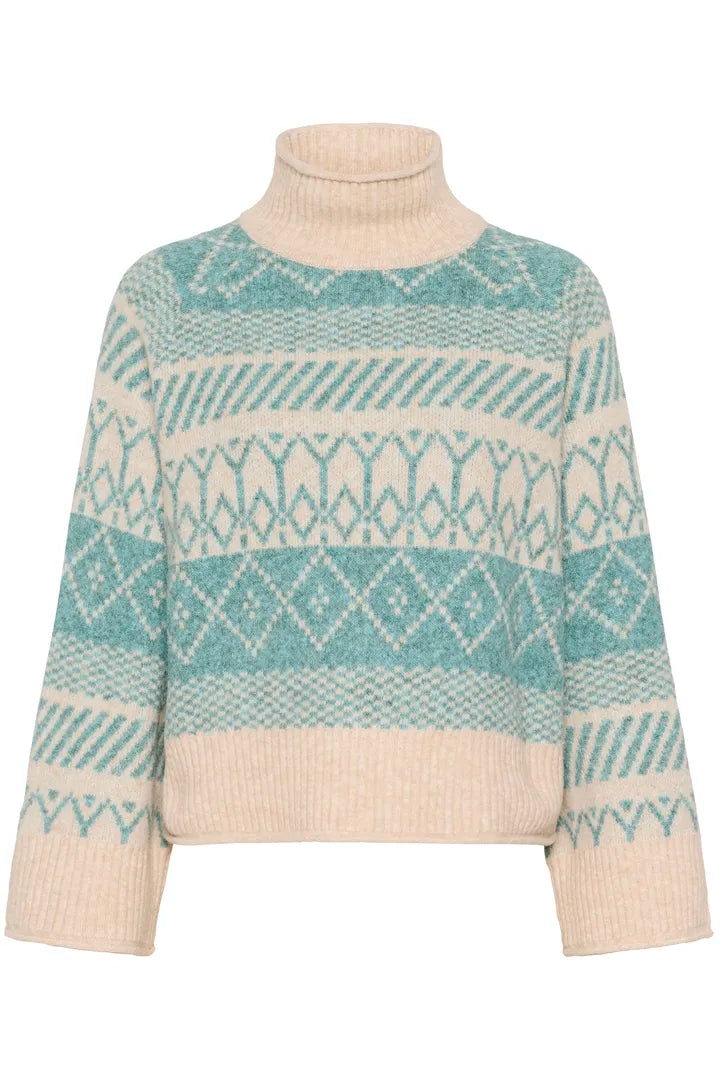 Micha Rollneck Pullover, Aqua Haze Melange image 3