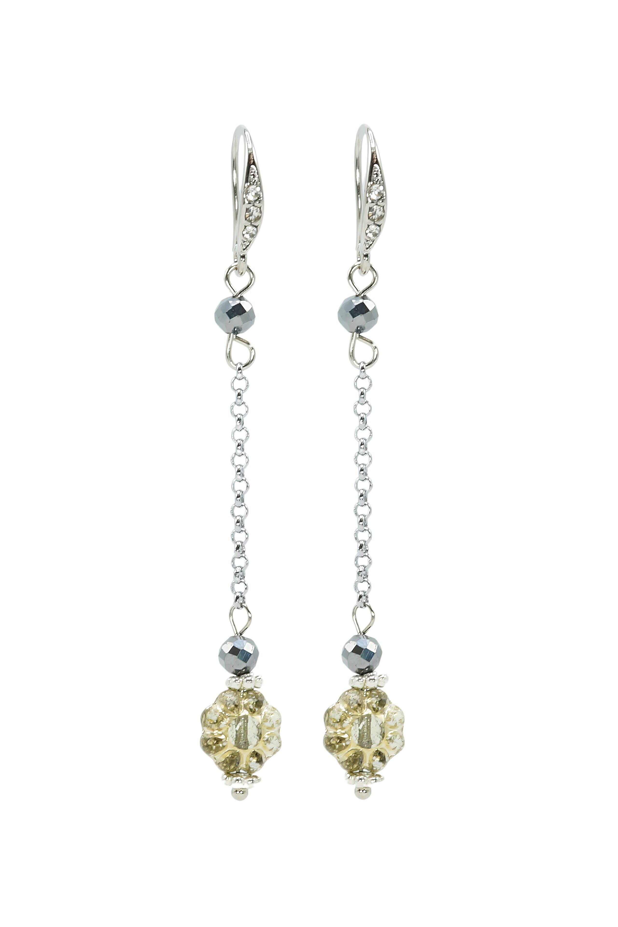 Silver Hematite Gemstone Belle Chain Earrings image 0