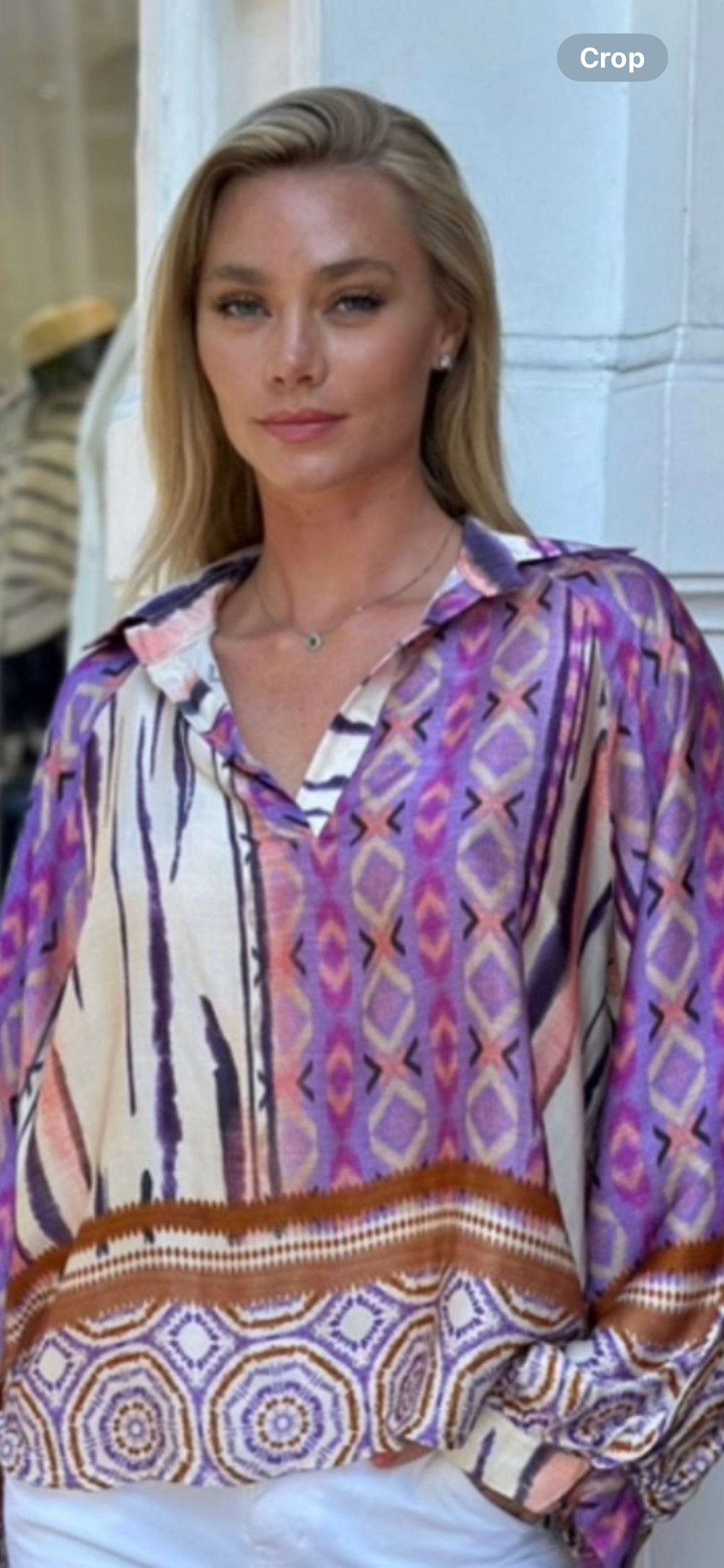 Mimosa Silk Mix Top, Lilac print image 1