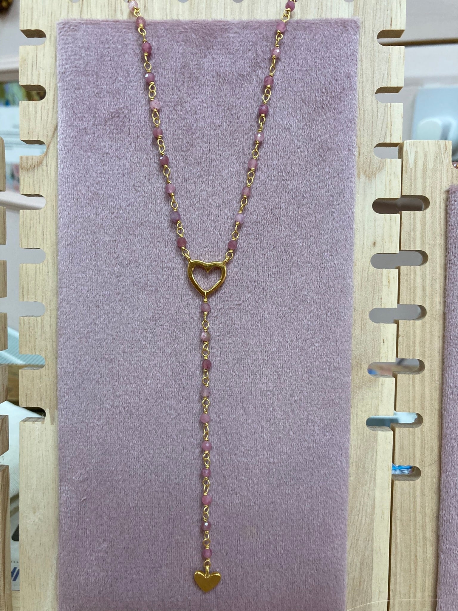 Heart Drop Necklace, Pink Tourmaline image 0