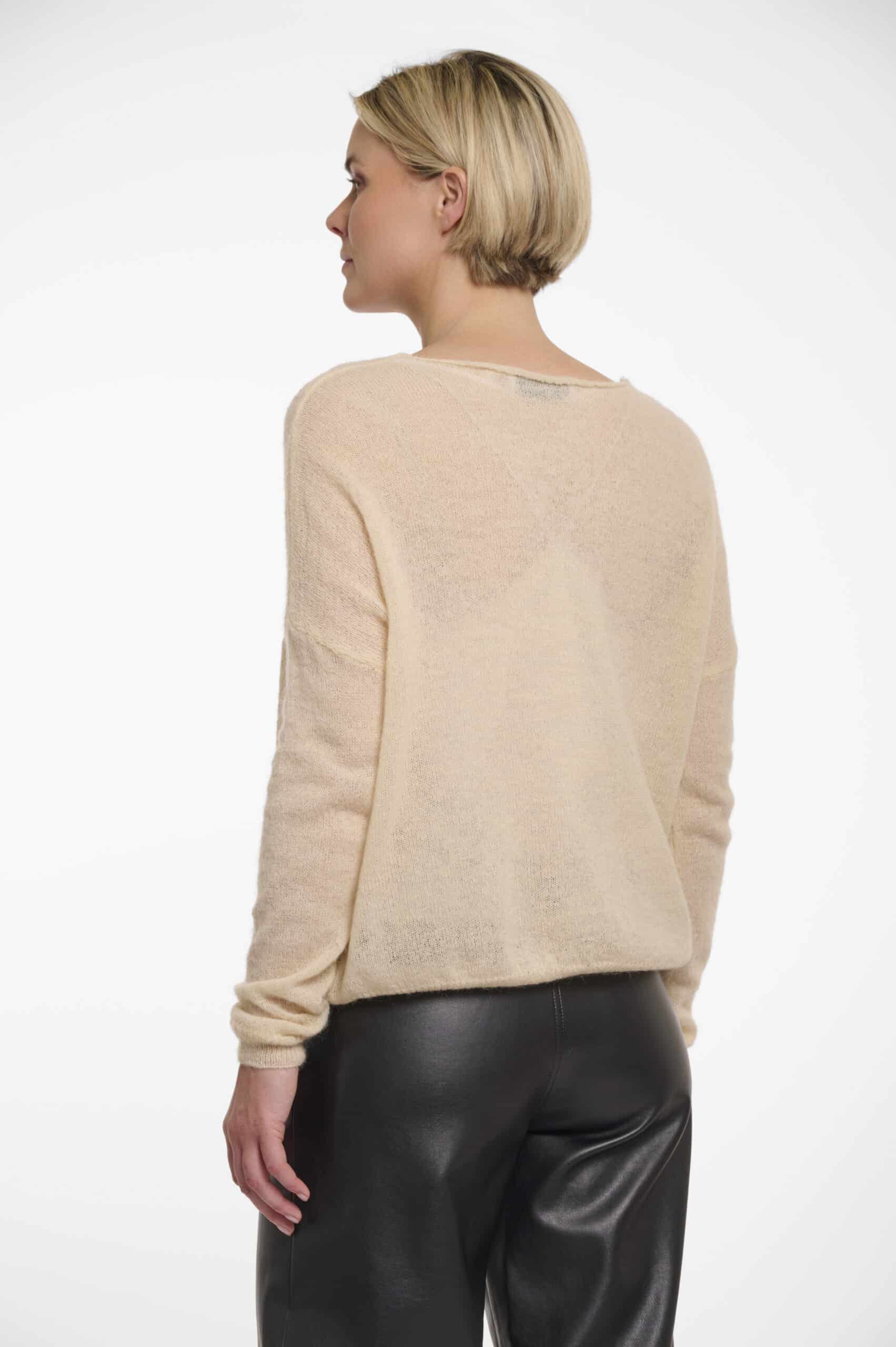 V-Neck 'Love' Embroidered Top, Cream image 1